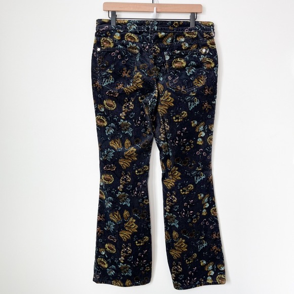 Anthropologie Pilcro The Icon Flare Low Rise Corduroy Jeans Navy Floral Women 31 - Picture 6 of 12